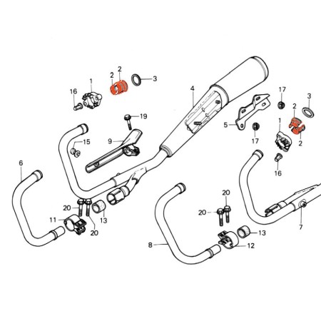 Service Moto Pieces|Echappement  - 1/2 Lune de serrage collecteur - (x1) - CB750/900/1100|Joint collecteur|15,60 €