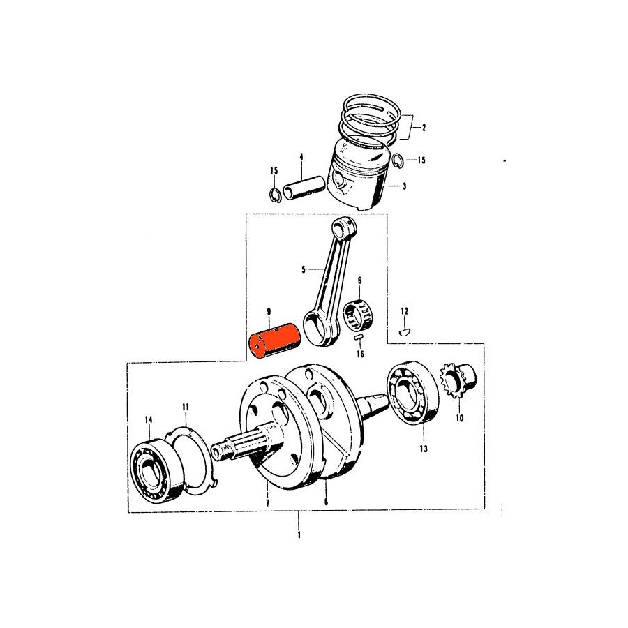 Moteur - axe de Bielle - CB/SL/TL/XL 125 