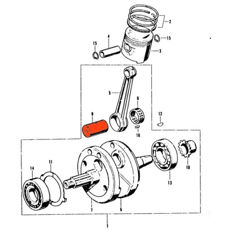 Moteur - axe de Bielle - CB/SL/TL/XL 125 