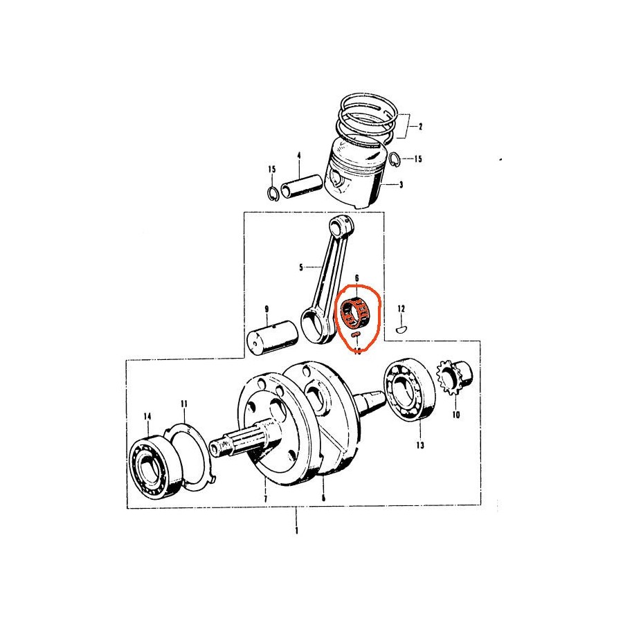 Moteur - cage a aiguille de Bielle - CB/SL/TL/XL 125 