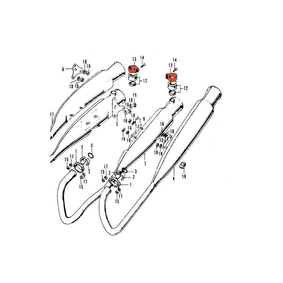 Service Moto Pieces|Echappement - 4 en 4 - Support de fixation - CB500 K0-K1-K2|Ligne - origine|120,00 €