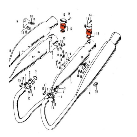 Echappement - silent-bloc - fixation verticale - CB500 K0-K1-K2