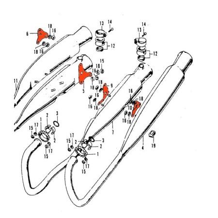 Service Moto Pieces|Echappement - 4 en 4 - Support de fixation - CB500 K0-K1-K2|Ligne - origine|120,00 €