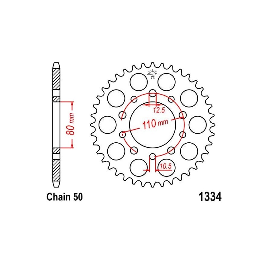 Service Moto Pieces|Transmission - Couronne - JTR - 1334 - 530/42 dents|Chaine 530|39,90 €