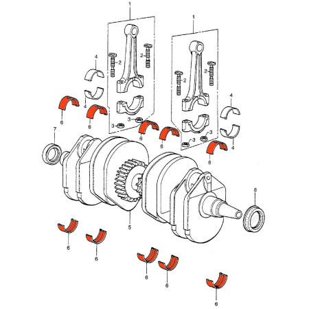 Moteur - Vilebrequin - 1/2 coussinet - (X1) - bleu - N'est plus disponible