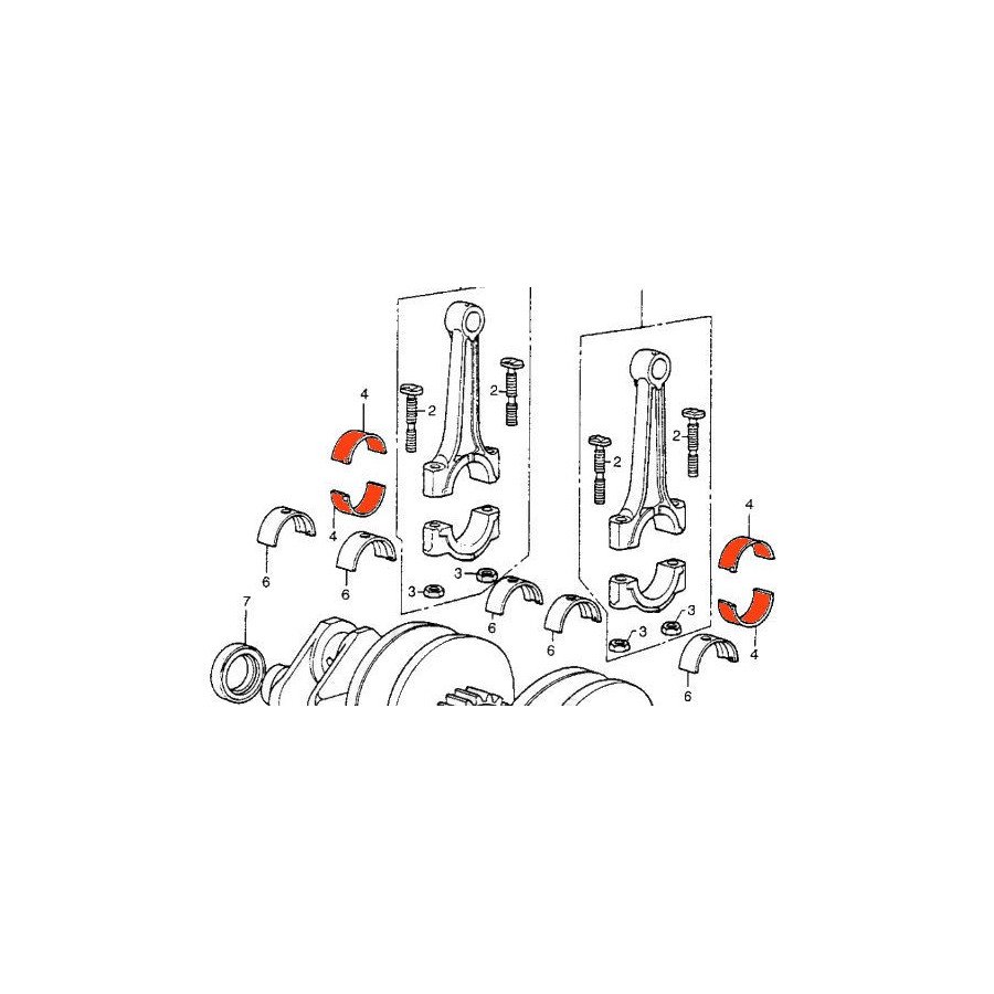 Moteur - Bielle - 1/2 coussinet - (x1) - Rouge - CB400 Four