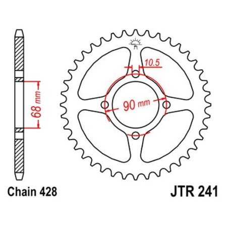 Service Moto Pieces|Transmission - Couronne - JTR-241 - 53 dents|Chaine 428|23,90 €