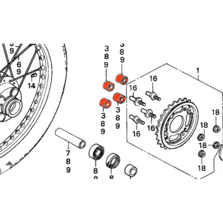 Transmission - Silent Bloc de couronne - (x1) - CM125C - NS125
