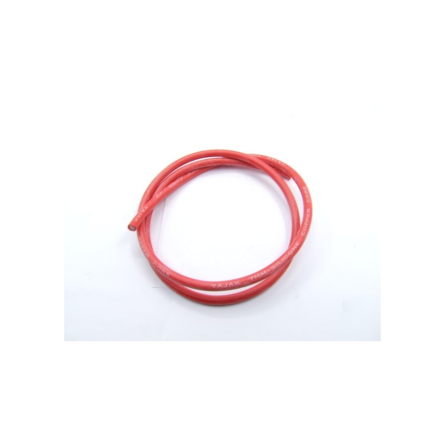 Bougie - cable SILICONE ø 7mm -  Rouge - 1metre - fil de bougie