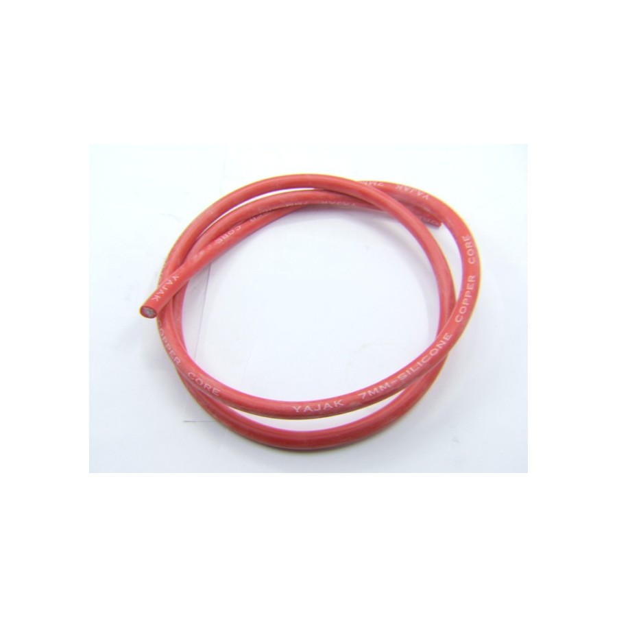Bougie - cable SILICONE ø 7mm -  Rouge - 1metre - fil de bougie
