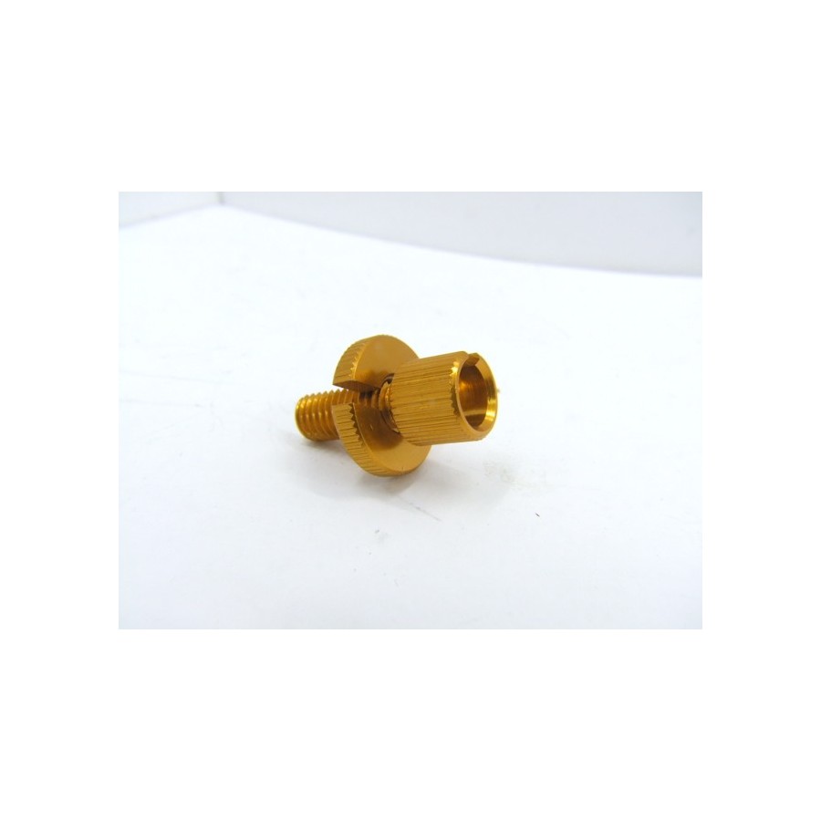 Arret gaine - tendeur de cable - Alu eloxé orange - M8 x1.25 - ø8 mm Arret gaine - tendeur de cable - Alu eloxé orange - M8 x1.25 - ø8 mm