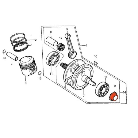 Moteur - pignon de vilebrequin - 16 dents - XL125 - XL185