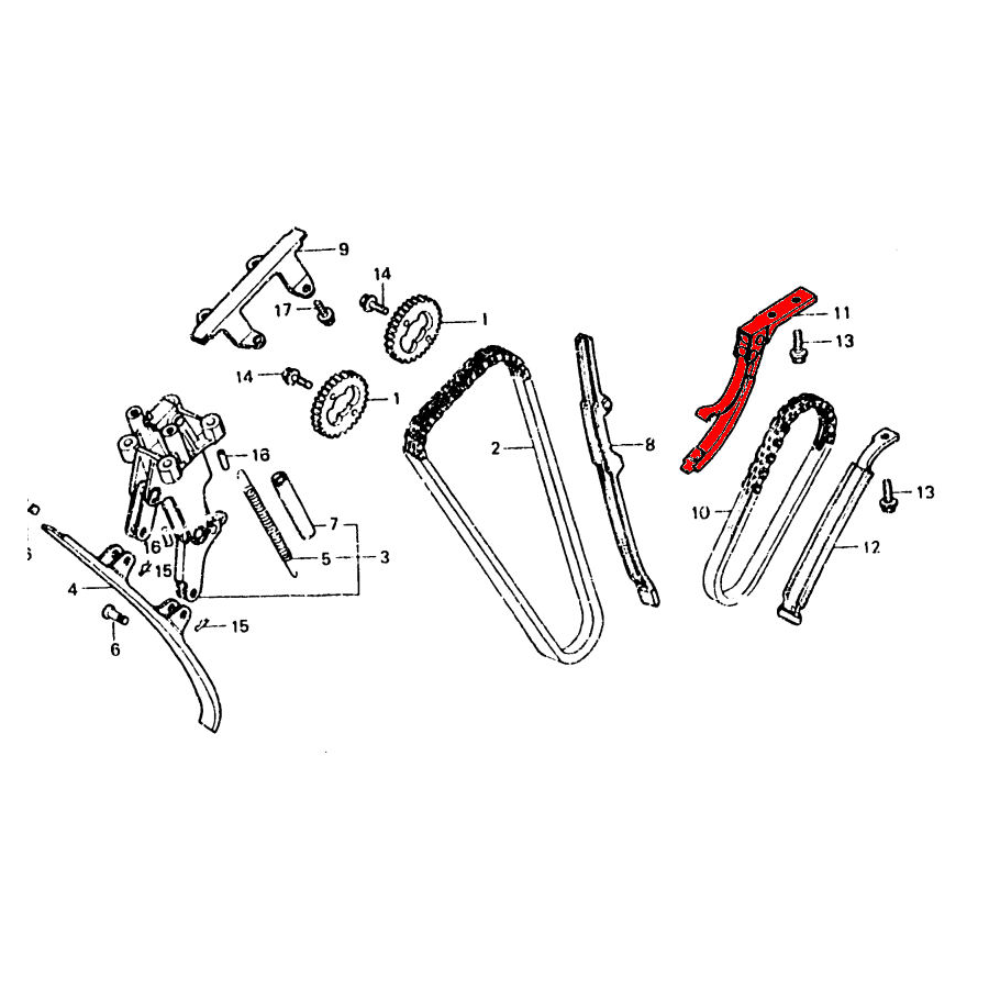Distribution - tendeur de chaine de l'alternateur - CBX 650