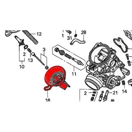 Service Moto Pieces|Carburateur - Boisseau avec membrane (X1) - CB500 - (PC26-PC32)|Boisseau - Membrane - Aiguille|202,00 €