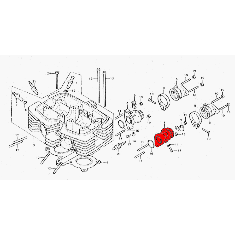 Moteur - Pipe admission - Coté moteur Gauche - CB125T Moteur - Pipe admission - Coté moteur Gauche - CB125T