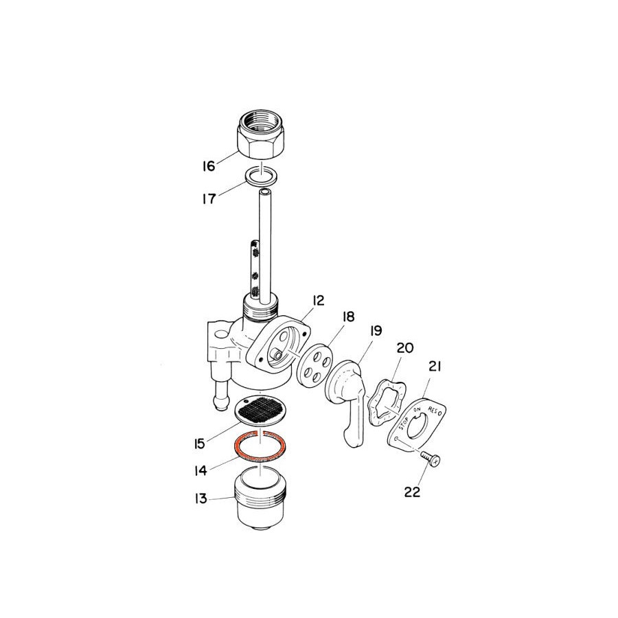 Robinet - essence - 132-24522-00 -  498-24522-00 - RD125 - (AS3) - 1971-1974 - joint de crepine 