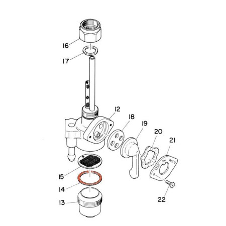Robinet - essence - 132-24522-00 -  498-24522-00 - RD125 - (AS3) - 1971-1974 - joint de crepine 