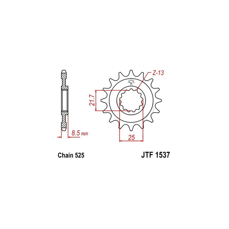 Service Moto Pieces|Transmission - Pignon - 525 - JTF-520 - 17 Dents|Chaine 525|13,90 €