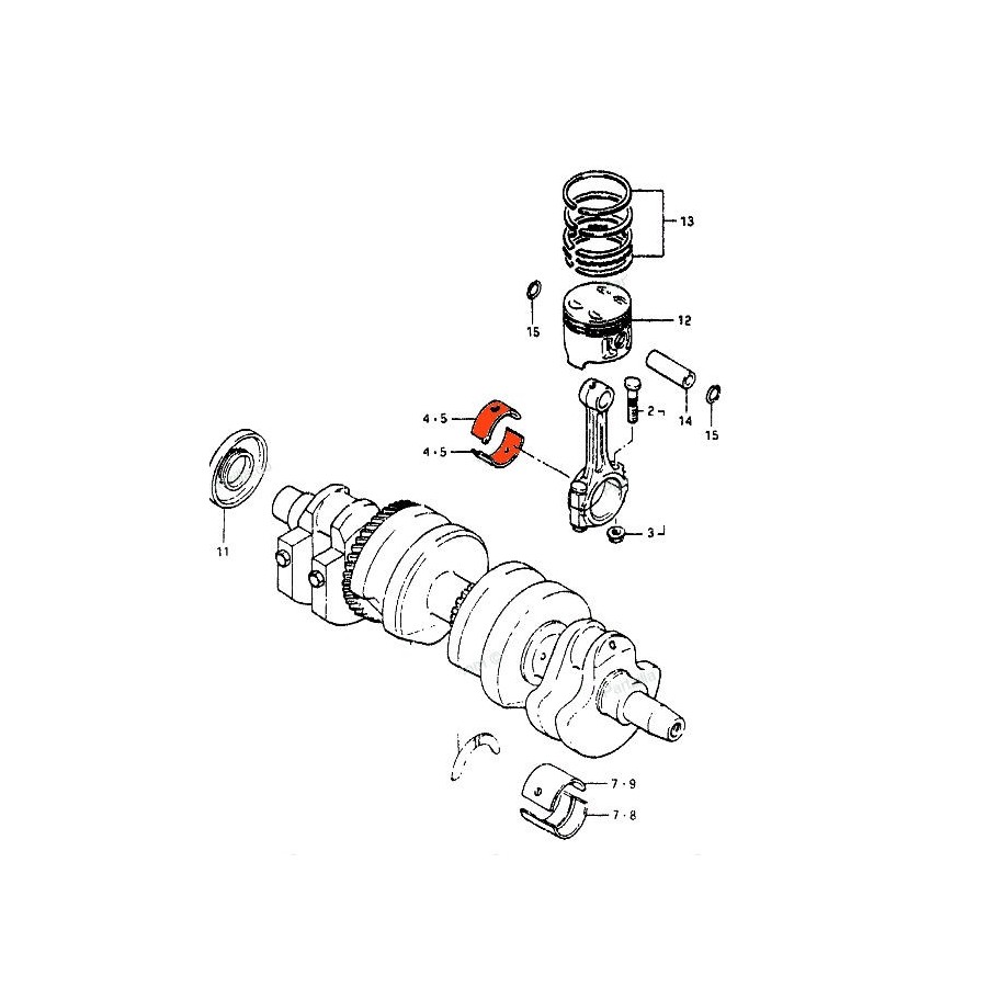 Moteur - Bielle - 1/2 Coussinet (x1) - VERT - 12164-31E00-0A0