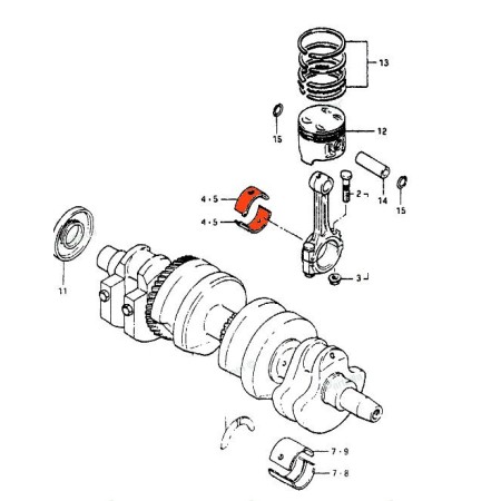 Moteur - Bielle - 1/2 Coussinet (x1) - VERT - 12164-31E00-0A0