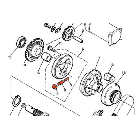 Demarreur - Roue libre - 3 ensembles - ( ressort - galet - poussoir ) - Yamaha XJ900