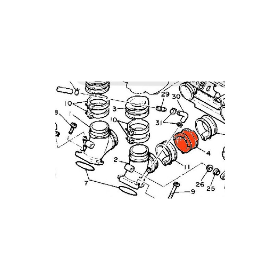 Pipe admission - (x4) - Horizontal - V-MAX 1200 - 1FK-13595-00