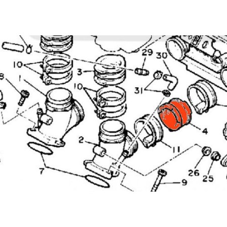 Service Moto Pieces|Pipe admission - (x4) - Horizontal - V-MAX 1200 - 1FK-13595-00|1996 - V-Max 1200|40,10 €