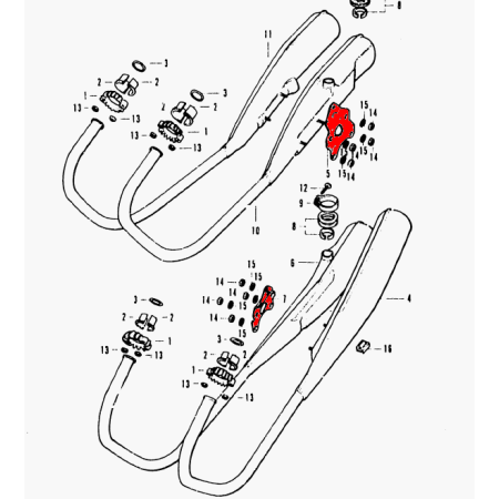 Echappement - support de fixation - Gauche - CB350F