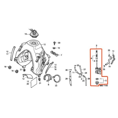 Service Moto Pieces|Reservoir - Robinet - essence - NX650 - FX650 - SLR650 - |04 - robinet|132,00 €