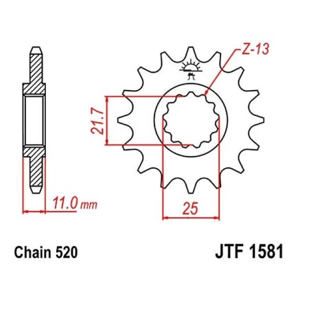 Service Moto Pieces|Transmission - Pignon - 520 - JTF-1581 - 15 dents|Chaine 520|19,60 €