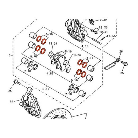 Frein - Etrier - Avant - Kit de reparation ø 27.00- (2Pistons) - 3MA-25803-10 / 3MA-W0047-10