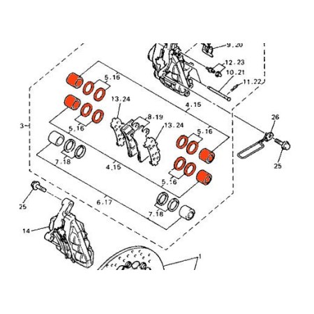 Frein - Etrier - Avant - ø 27.00 - Kit de reparation - (x1) - 4FM-W0057-10 