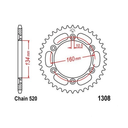 Transmission - Couronne - Acier - JTR-1308 - 520/42 dents