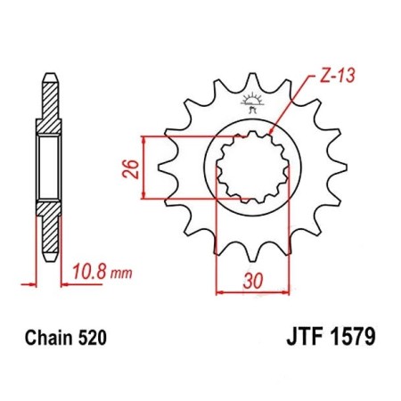 Transmission - Pignon sortie boite - JTF 1579 - 520-16 dents