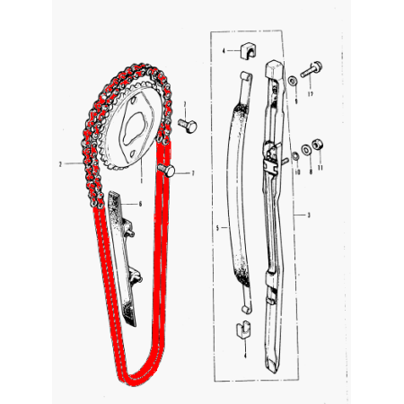 Service Moto Pieces|Distribution - Chaîne - 219T - 88 maillons - Fermée - 14401-323-003 - CB500K - CB550f/K|1974 - CB 550 K0|36,90 €