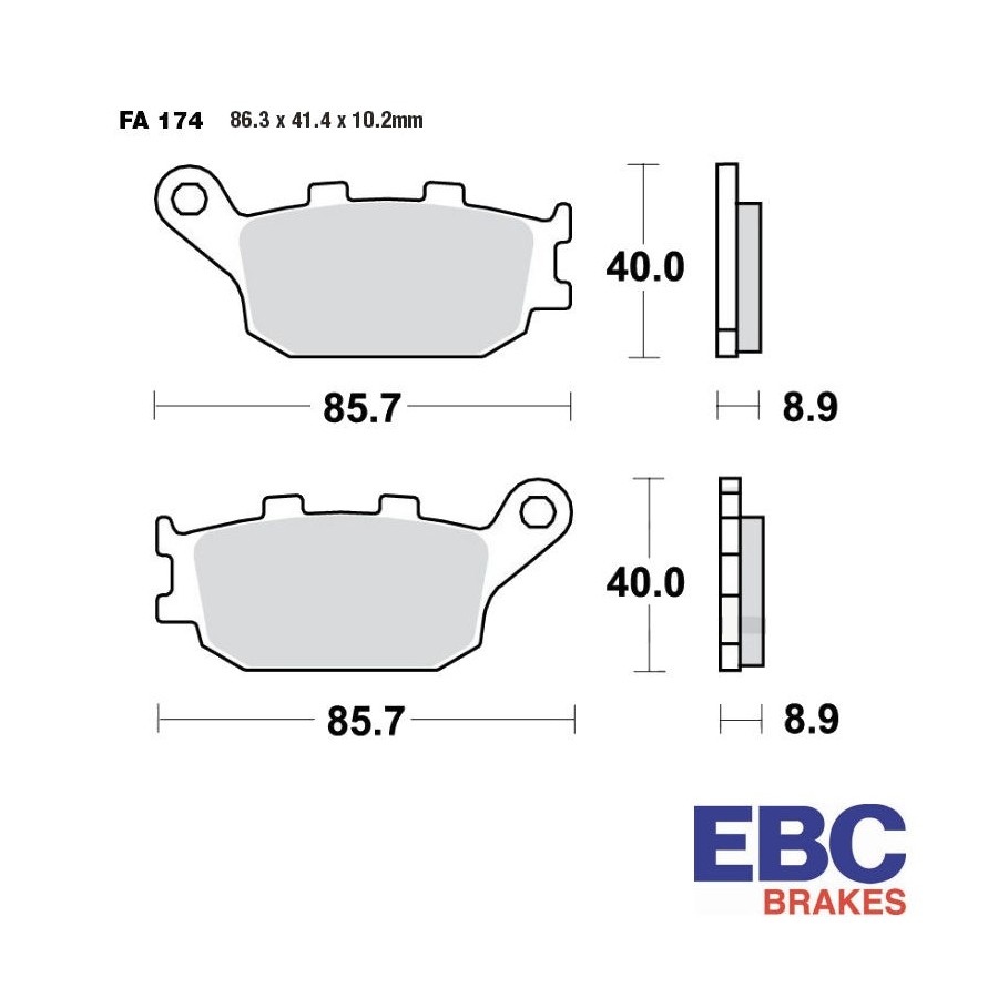 Frein - Jeu de Plaquettes - EBC - Ceramique - FA-174 - Standard