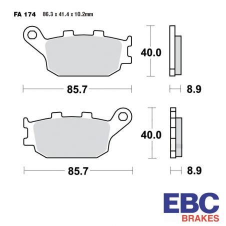 Frein - Jeu de Plaquettes - EBC - Ceramique - FA-174 - Standard