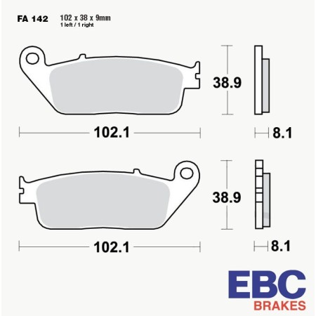 Service Moto Pieces|Frein - Jeu de Plaquettes - Standard - EBC - FA-142|Plaquette|29,90 €