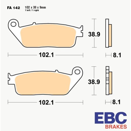 Service Moto Pieces|Frein - Jeu de Plaquettes - Semi-Synth - EBC - FA-142V|Plaquette|35,90 €