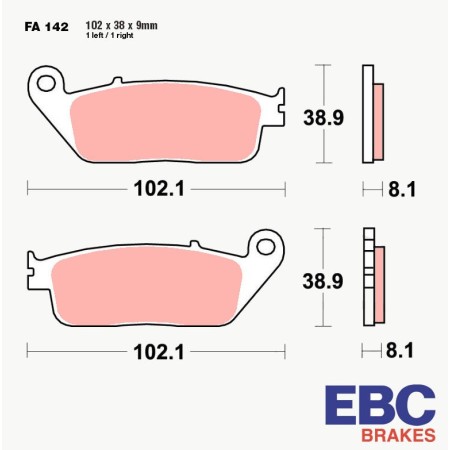 Service Moto Pieces|Frein - Jeu de Plaquettes - EBC - Metal fritté - Hypersport - FA-142-HH - Freinage intense|Plaquette|45,90 €