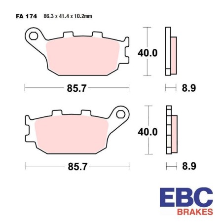 Service Moto Pieces|Frein - Jeu de Plaquettes - EBC - Metal fritté - Hypersport - FA-174HH|Plaquette|44,40 €