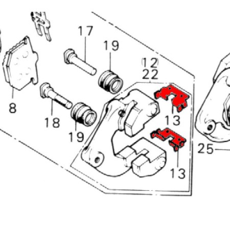 Frein - Etrier - plaque metallique (x1) - Fixation de support - (x1)