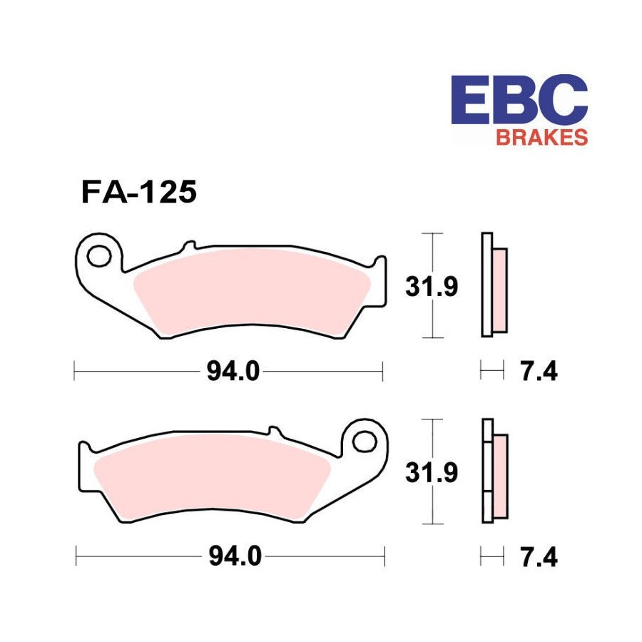 Frein - Jeu de Plaquettes - EBC - Metal fritté - Hypersport - FA-125-HH - (MXS)