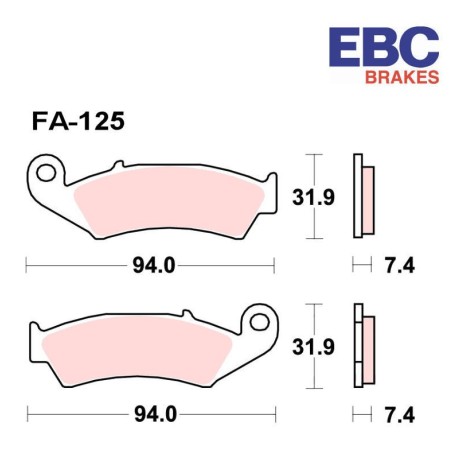 Frein - Jeu de Plaquettes - EBC - Metal fritté - Hypersport - FA-125-HH - (MXS)
