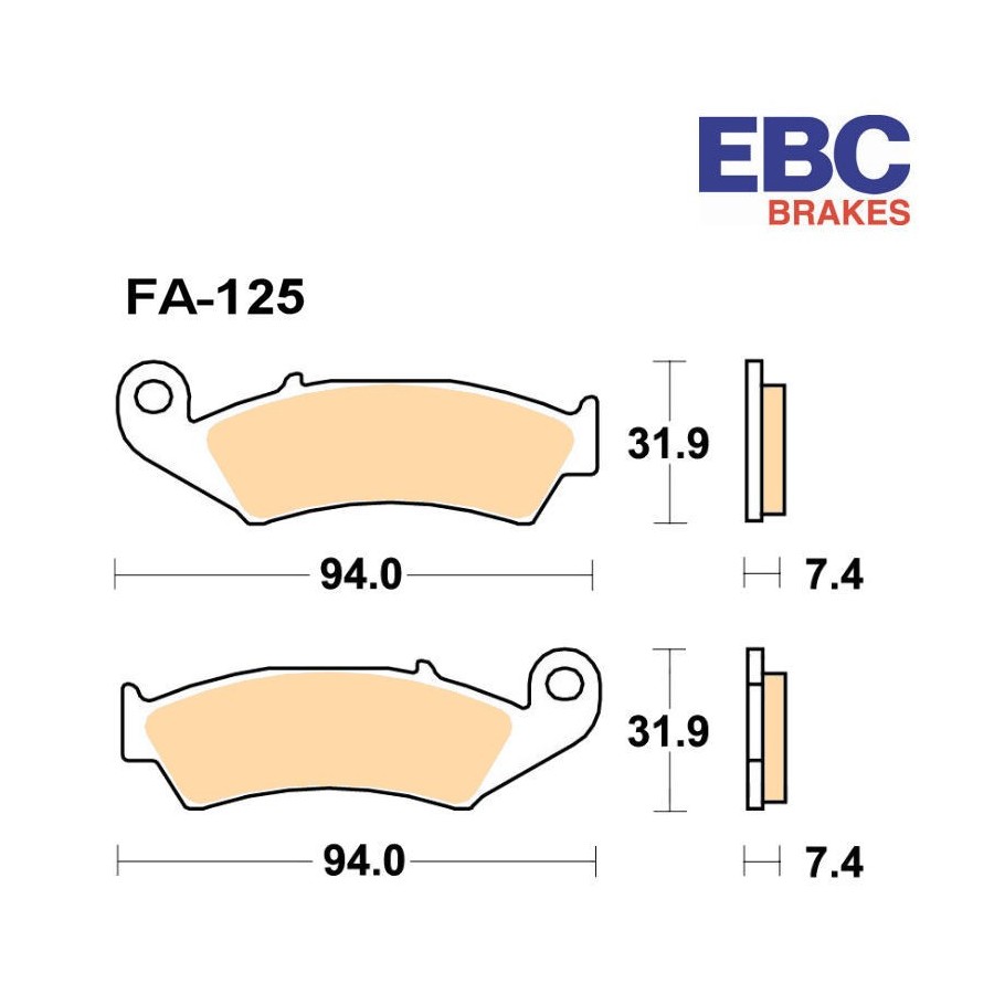 Frein - Jeu de Plaquettes - EBC - Semi Synthetic - FA-125-V