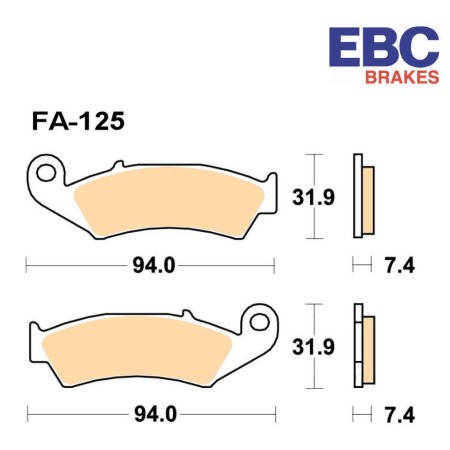 Frein - Jeu de Plaquettes - EBC - Semi Synthetic - FA-125-V