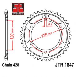 Service Moto Pieces|Transmission - Couronne - JTR-1842 - 55 dents|Chaine 428|32,90 €