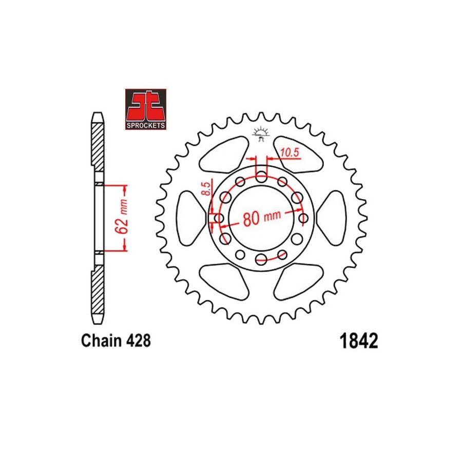 Service Moto Pieces|Transmission - Couronne - JTR-835 - 428 - 49 dents |Chaine 428|29,00 €