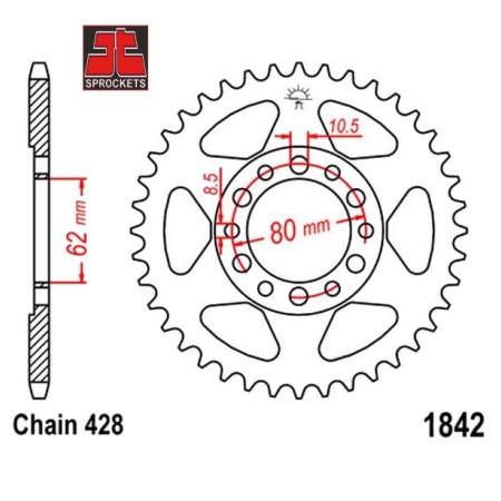 Service Moto Pieces|Transmission - Couronne - JTR-1842 - 37 dents|Chaine 428|32,90 €