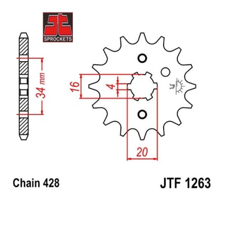 Service Moto Pieces|Transmission - pignon sortie boite - JTF1263 - chaine 428 - 15 dents |1973 - 125 - (AT3)|7,90 €